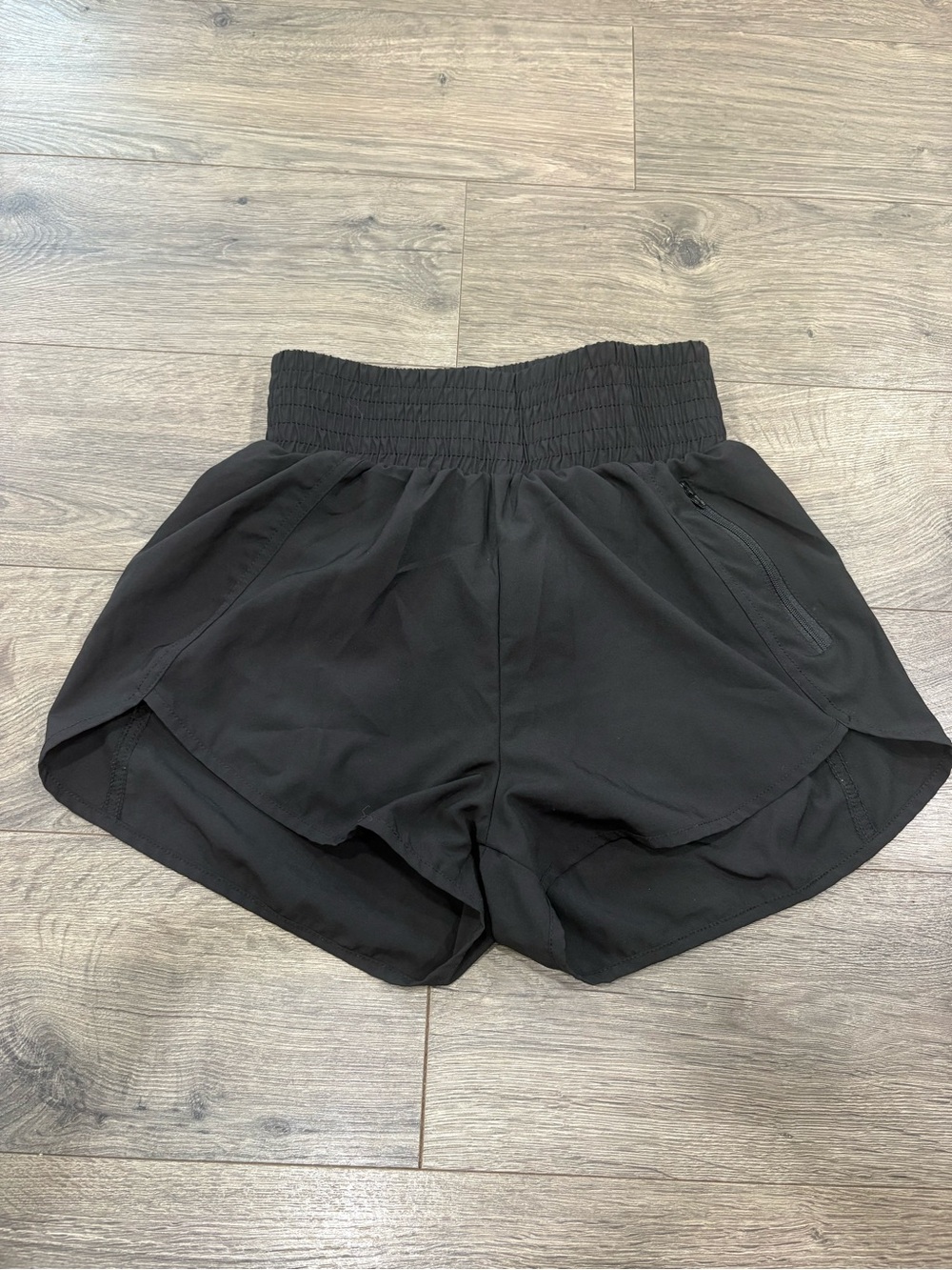 Women’s Black Athletic Shorts with Smocked Waist